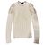 Chanel Top de malha cashmere creme com renda Cru