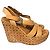 Prada Camel Leather Wedge Sandals Size 36