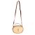 Autre Marque Borsa camera rotonda Saint Laurent in rafia beige e pelle di vitello marrone - vista 5