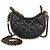 Gabrielle Bolsa Chanel Mini Moon Hobo Crossbody em pele de cordeiro acolchoada preta com corrente CC Preto
