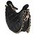 Gabrielle Bolsa Chanel Mini Moon Hobo Crossbody em pele de cordeiro acolchoada preta com corrente CC Preto - vista 3