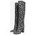 Dolce & Gabbana Stivali alti in lurex leopardato nero e argento - taglia EU 40 - vista 2