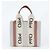 Chloé Woody Shopper aus Leder und Canvas Braun Beige