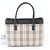 Burberry Nova Check Ledertote Schwarz Beige