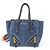 Miu Miu Biker Denim Quilted Leather Handbag Tote Bag RN1032 Nero Blu