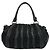 Saco Tote Prada em couro e tecido Tessuto riscado preto - vista 3