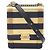 Borsa a tracolla Chanel Boy North-South Border D'oro Blu navy