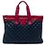 Chanel Blue Large Bicolor Quilted Nylon and Lambskin Coco Cocoon Flat Tote Blu navy