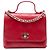 Chanel Red Small Quilted Calfskin Double Pocket Top Handle Flap Roja