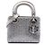 Autre Marque Mini Lady Dior in raso grigio con motivo Cannage e cristalli Marrone