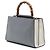 Bamboo Bolsa Satchel Gucci Nymphaea Small em couro de bezerro cinza com Bambu e Web Marrom - vista 2