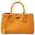 Prada Yellow Mini Saffiano Lux Galleria Double Zip Amarillo Mostaza
