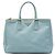 Borsa Prada Blue Large Saffiano Lux Galleria Double Zip Satchel Blu chiaro