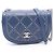 Bolso de hombro mini redondo Chanel Matelassé Coco Eyelet Azul