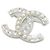 Broche Chanel ABG241 Prata e Branco