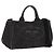 Bolso de mano PRADA Canapa MM Canvas 2way Negro Oro Auth ep16090 Dorado