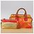 Borsa a mano LOEWE Anagram Americana 28 in vinile Orange Gold Auth 206052V D'oro Arancione - vista 12