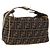 Bolsa de Mão Vanity FENDI Zucca Canvas Preta Castanha Auth 206127V Marrom Preto