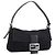 Borsa a spalla FENDI Mamma Baguette in jersey di cotone nero e argento 26424 Auth ep16064A