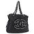 CHANEL COCO Mark Chain Tote Bag aus Leder Schwarz Silber CC Auth yk20951SAV