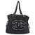 CHANEL COCO Mark Chain Tote Bag aus Leder Schwarz Silber CC Auth yk20951SAV - Ansicht 13