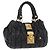 Bolsa de mão Miu Miu em couro preto e dourado Auth mr3040A