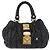 Bolsa de mão Miu Miu em couro preto e dourado Auth mr3040A - vista 13