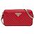 Prada Mini Soft Calf Impunture Diagramme Doppelreißverschluss-Tasche, rot