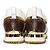 Louis Vuitton, sneaker Run away in pelle e canvas Marrone Bianco D'oro - vista 3