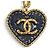 Collana a catena in denim Chanel Coco Mark Heart D'oro Blu navy