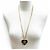 Collana a catena in denim Chanel Coco Mark Heart D'oro Blu navy - vista 3