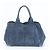 Prada Canapa Denim Triangle Logo Tote Bag Navy blue