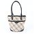 Burberry Nova Check Ledertote Schwarz Beige