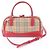 Burberry Nova Check Shadow Horse Leder 2-Way Tasche Rot Beige