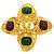 Broche Chanel em ouro e Gripoix Vermelho Dourado Verde