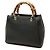 Borsa Gucci Black Mini Calfskin Bamboo Shopper Satchel Nero - vista 2