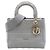 Autre Marque Dior Gray Medium Embroidered Canvas Cannage Lady D Lite Marrone Grigio