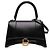 Borsa Hourglass Top Handle Balenciaga piccola in pelle di vitello lucida nera Nero