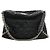 Chanel Bolsa Hobo em pele de cordeiro matelassada preta lavada com corrente Preto