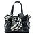 Burberry Lowry Satchel aus Beat Check Nylon in Grau, Medium Braun