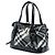 Burberry Lowry Satchel aus Beat Check Nylon in Grau, Medium Braun - Ansicht 2