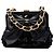 Clutch Chanel in tweed nero e pelle d'agnello con fiocco di paillettes e catena