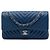 Chanel Blue Medium Classic Chevron Caviar Double Flap Azul Azul oscuro