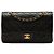 Chanel Black Medium Classic Lambskin Double Flap Negro