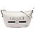 Borsa a tracolla a mezzaluna Gucci in pelle di vitello martellata bianca con logo