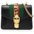 Borsa Satchel Gucci Mini in Vitello Nero con Catena Web Sylvie