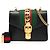Borsa Satchel Gucci Mini in Vitello Nero con Catena Web Sylvie - vista 6