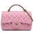 Chanel Mini Rectangular Bicolor Quilted Lambskin Top Handle Flap Rosa Pink
