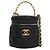 Chanel Vanity Black CC Lambskin mit oberem Griff und Kette Schwarz