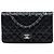 Chanel Black Medium Classic Lambskin Double Flap Preto